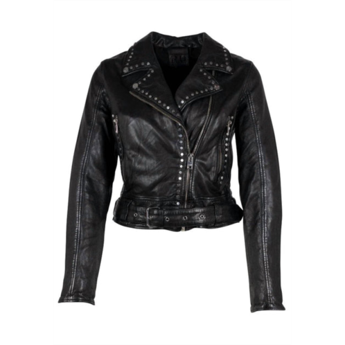 MAURITIUS maryn leather jacket in black