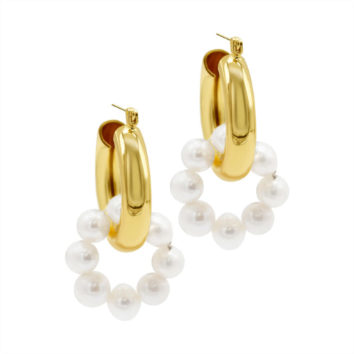 Adornia 14k gold plated hoop and pearl drop and dangle earrings