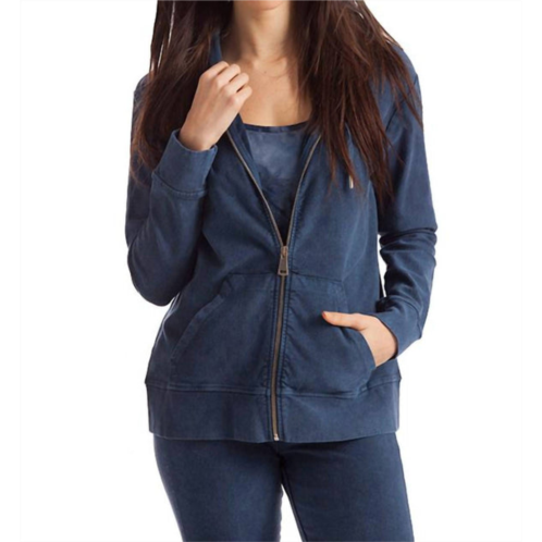 French kyss lauren hooded cardigan in denim