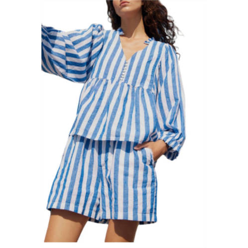 MELISSA NEPTON linen short in royal stripe