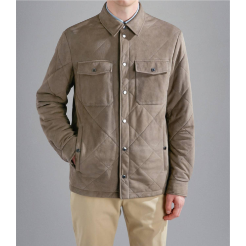 Paul & Shark aqualeather quilted suede shacket in light brown