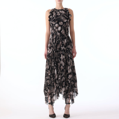 Jason Wu marine print pleated chiffon dress