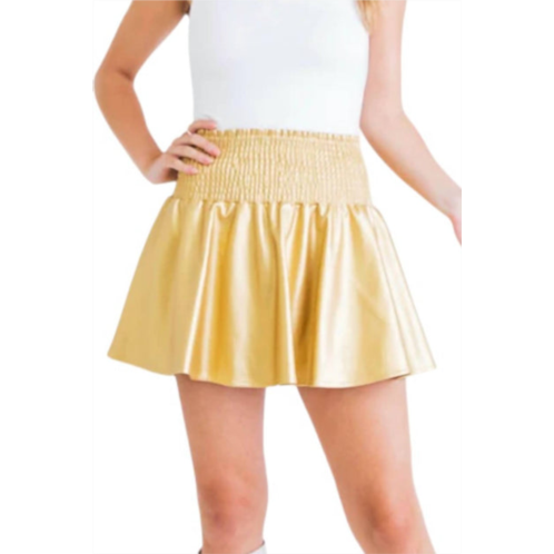 Peach Love metallic sporty skort in gold