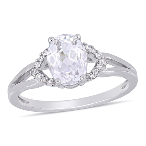 Mimi & Max 2ct tgw created white sapphire diamond accent engagement ring 10k white gold