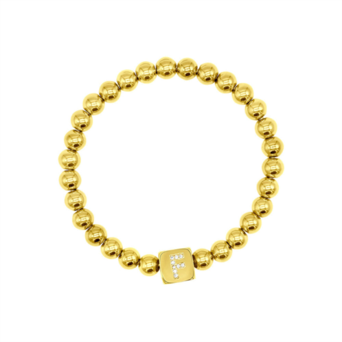 Adornia 14k gold plated initial cube stretch bracelet