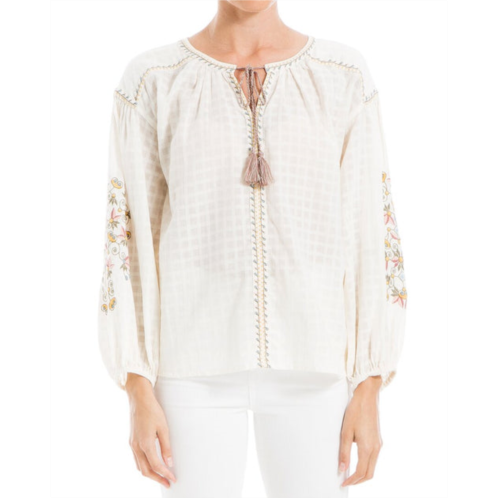 Max Studio embroidered bubble sleeve top