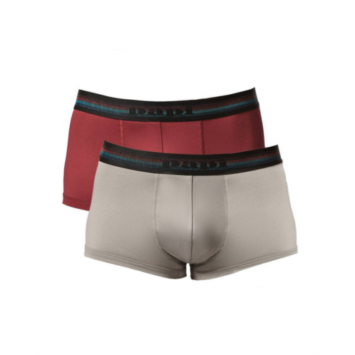 Papi mens 2-pack brazilian trunk underwear in chiseled stone/beet red