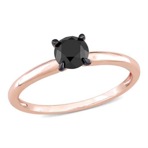 Mimi & Max 3/4ct tw black diamond solitaire engagement ring 14k rose gold