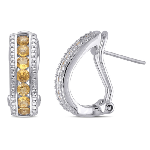 Mimi & Max 1 1/2ct tgw citrine channel set earrings in sterling silver