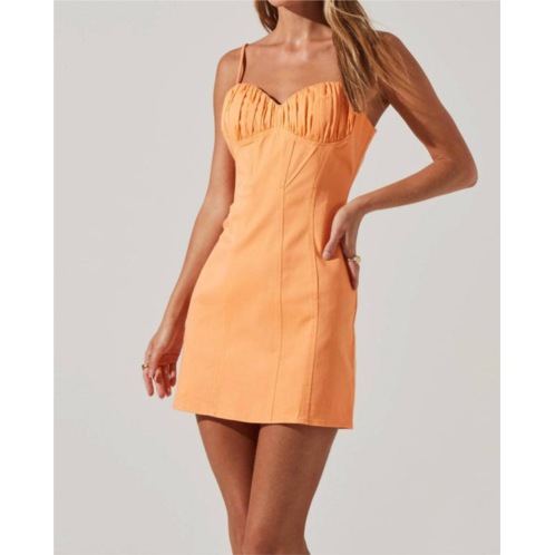 ASTR vietta ruched mini dress in papaya