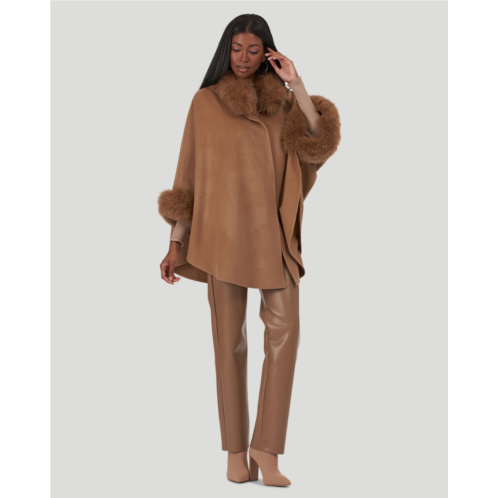 Gorski wool and cashmere blend cape with fox collar and trim