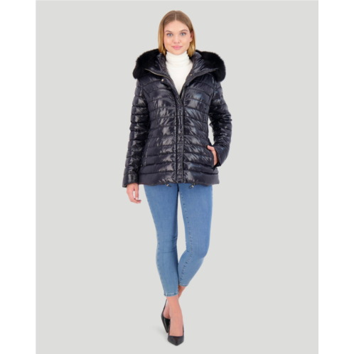 Gorski apres-ski jacket with detachable fox hood trim