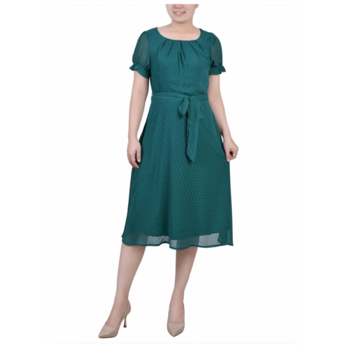 NY Collection petites womens chiffon knee-length midi dress