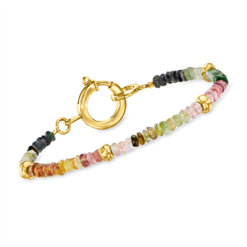 Ross-Simons multicolored tourmaline bead bracelet with 18kt gold over sterling