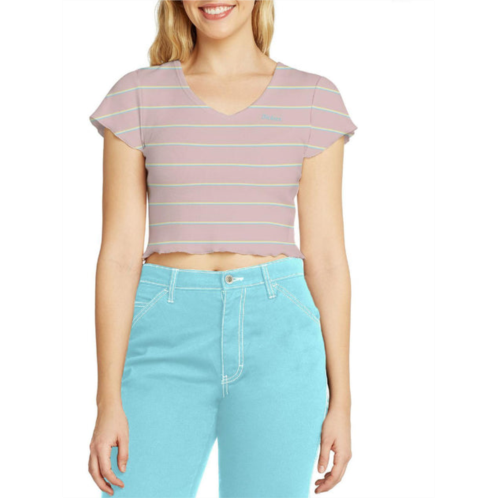 Dickies juniors womens striped v-neck t-shirt