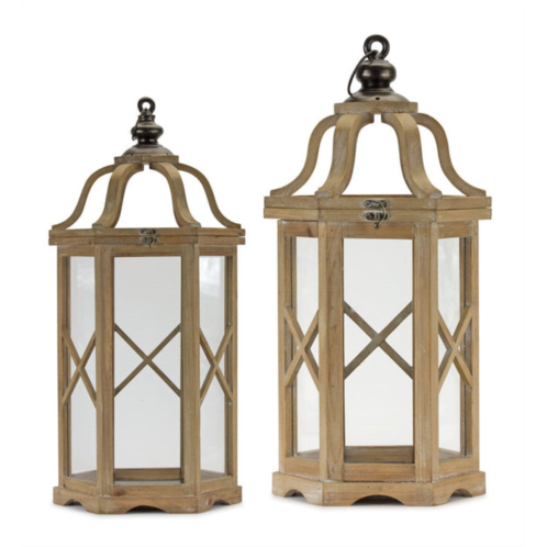 HouzBling lantern (set of 2) 23.5h, 31h wood/iron