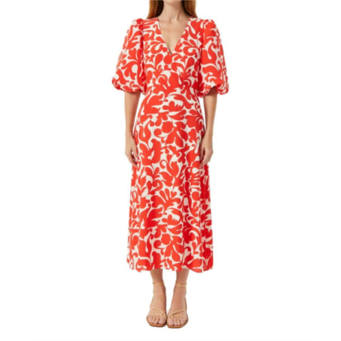 RHODE ina midi dress in red caspian lagoon grande