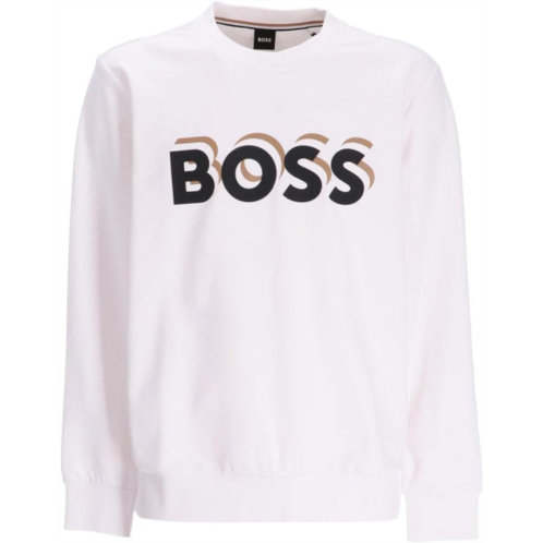 Hugo Boss mens soleri logo crew neck sweatshirt, white