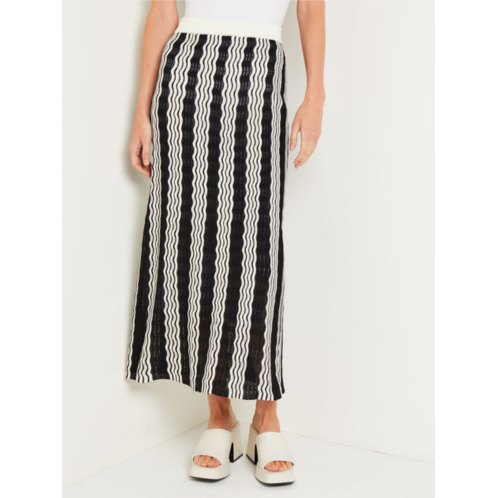 Misook midi straight skirt - pointelle intarsia knit