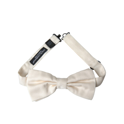 Dolce & Gabbana ivory silk adjustable neck men bow mens tie