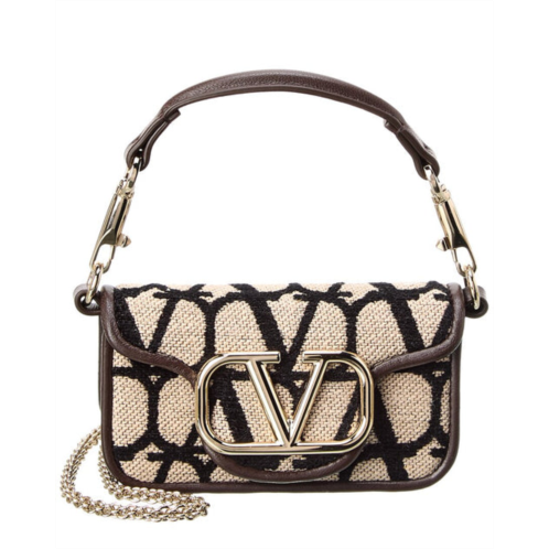 Valentino vlogo toile iconographe canvas & leather shoulder bag, brown