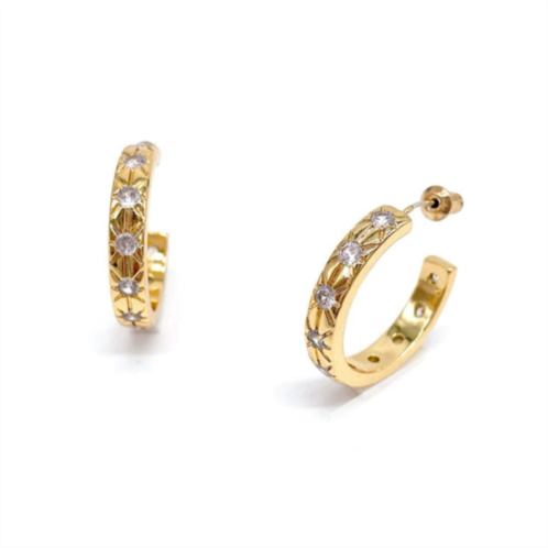 Adornia 14k gold plated starburst hoops