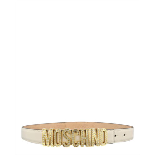 Moschino crystal embellished logo lettering belt