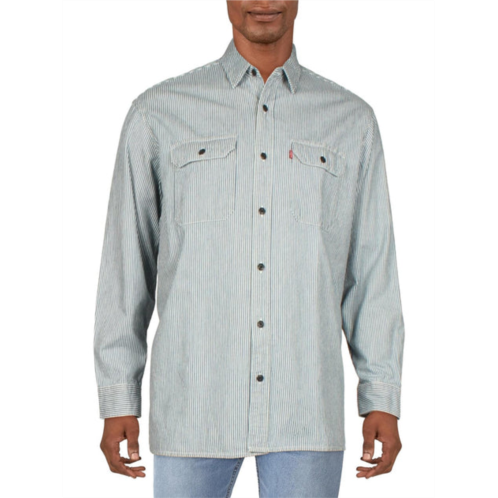 Levi mens relaxed fit striped button-down shirt