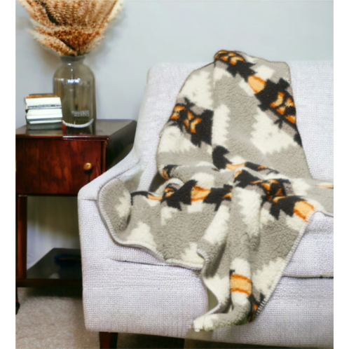 Homezia gray knitted sherpa geometric reversable throw