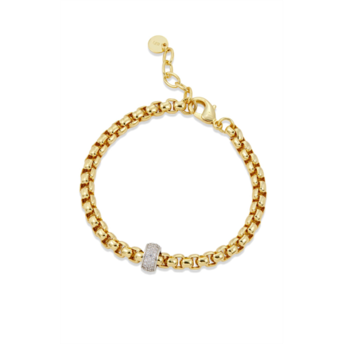 SAVVY CIE JEWELS 18k gold plated rounde franco with pave rhondelle bracelet