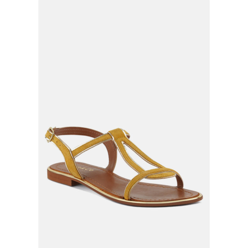 Rag & Co feodora yellow flat slip-on sandals