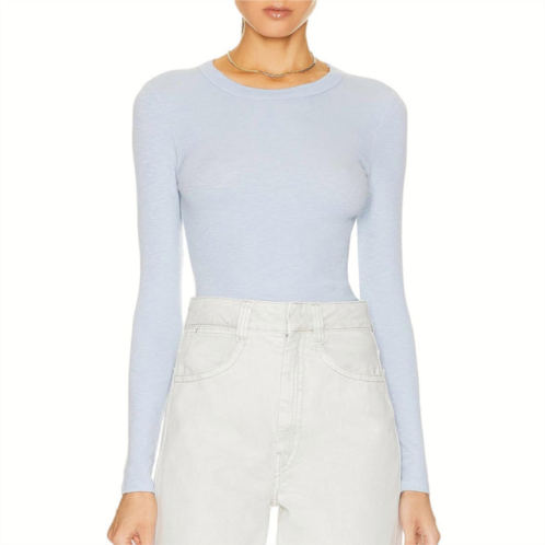 Enza Costa textured knit long sleeve top in light blue