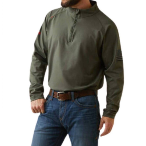 ARIAT combat stretch patriot 1/4 zip work shirt in dark sage