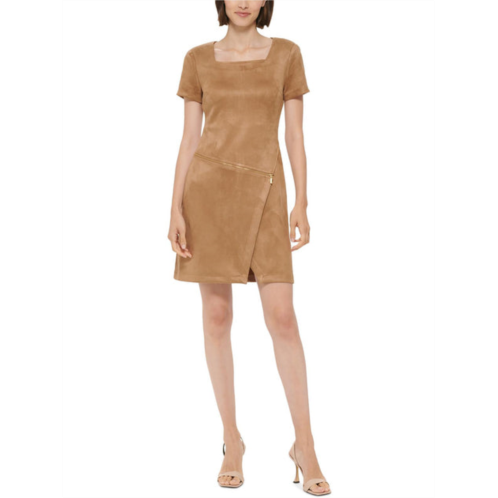 Calvin Klein womens faux suede sheath dress