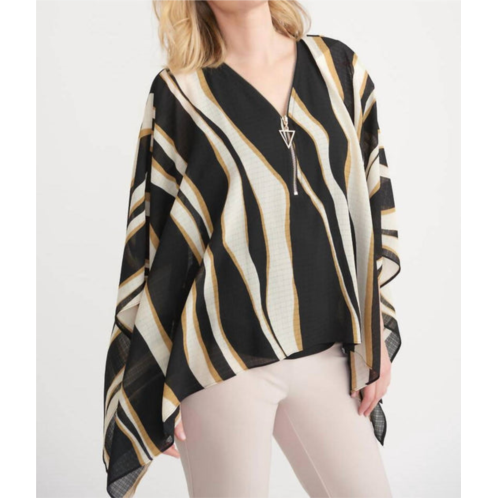 Joseph Ribkoff waves zipper top in black/beige/cream