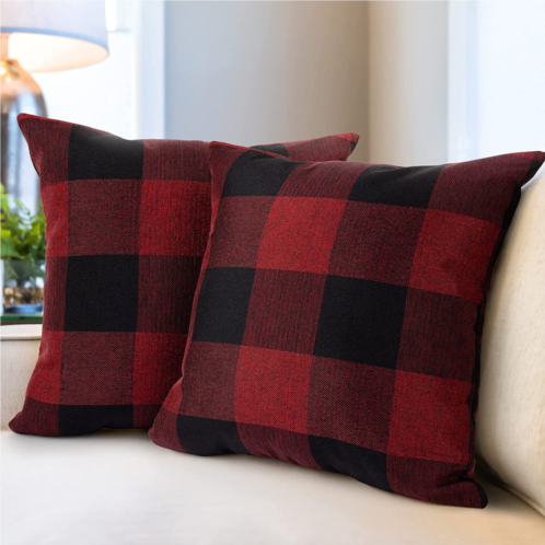 Zulay Kitchen pack of 2 buffalo plaid throw pillow covers (18x18 inch)