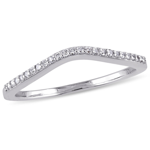 Mimi & Max 1/10ct tw ladies diamond curved wedding band 10k white gold