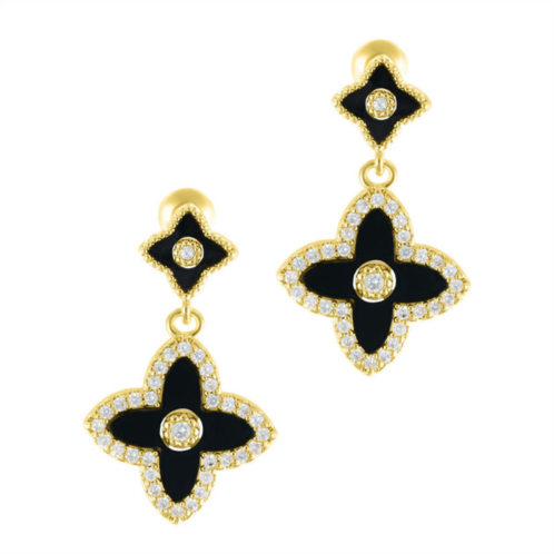 Adornia black clover drop earrings gold