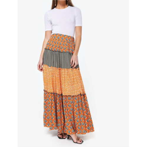 Loretta Caponi bibi maxi skirt in multi print