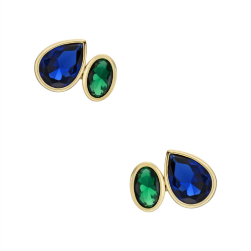 Fossil womens ear party sapphire blue and emerald green crystal toi et moi stud earrings