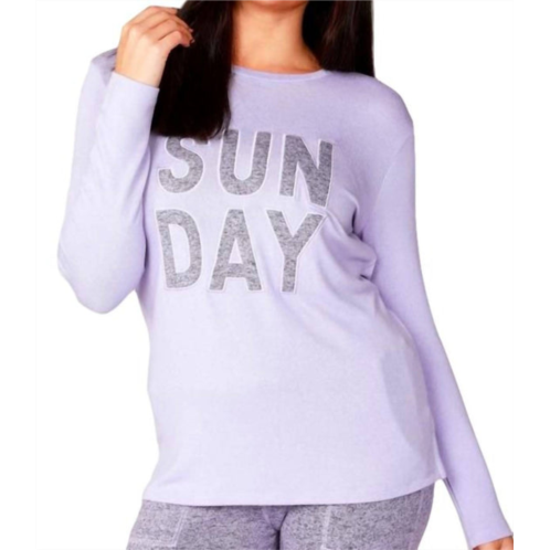 French kyss long sleeve sunday crew top in lilac