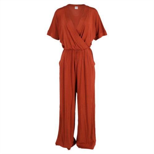 Max Mara eolo v-neck belted jumpsuit in orange viscose