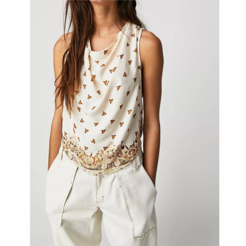 Free People silas printed cowlneck top in ivory combo