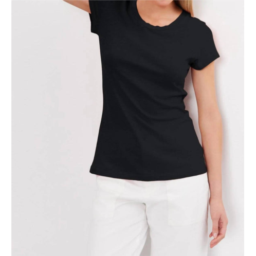 Velvet by Graham & Spencer odelia cotton slub crew neck tee in black