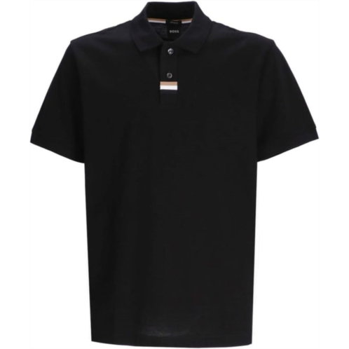 Hugo Boss mens parlay 424 pique cotton short sleeve polo t-shirt, black