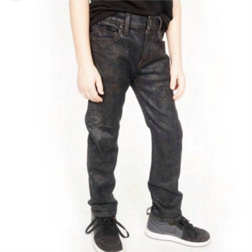 CULT OF INDIVIDUALITY kids cult rogue slim straight stretch denim jeans in black ice