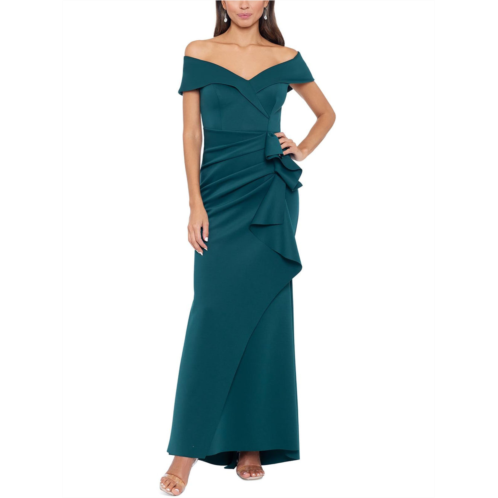 Xscape womens ruffled off the shoulder maxi dress