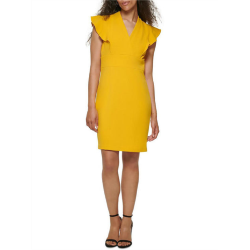 DKNY petites womens flutter sleeve mini sheath dress