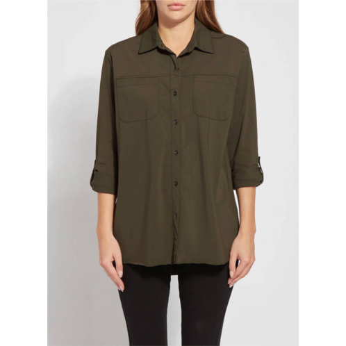 Lysse camper sporty button down in deep olive