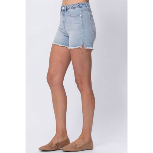 Judy Blue braided waistband short in light blue denim